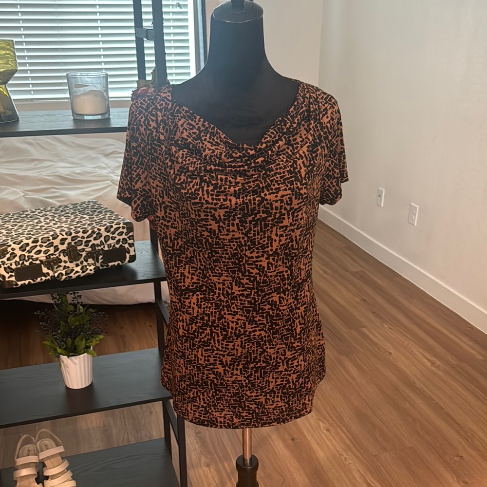 Nordstrom Multicolored Scoop Neck Ruched Blouse